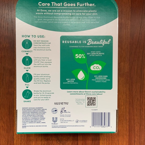 Dove Bath & Body Dove Body Wash Concentrate Reusable Bottle Duo